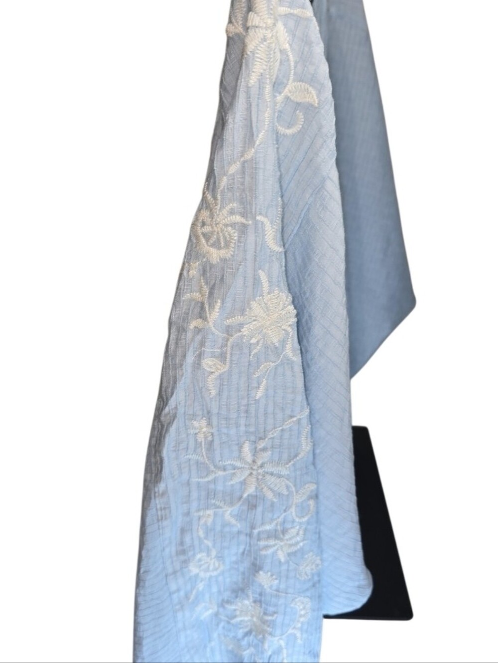 Zara Women's Oversized Light Blue Embroidered Lace Boho Blouse Size M NWOT - Picture 4 of 7